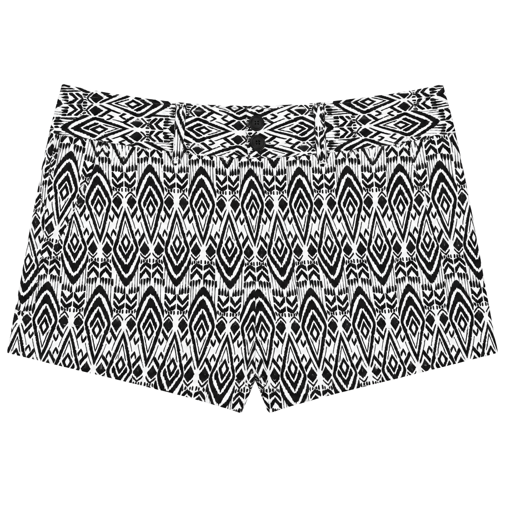 American Eagle Outfitters Black & White Geometric Tribal Print Midi Shorts 1