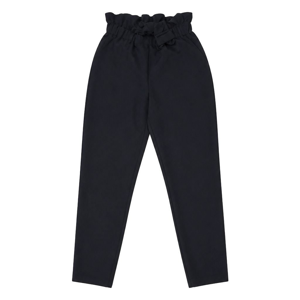 SHEIN Women's Black Paperbag High Waist Tapered Casual Pants 1