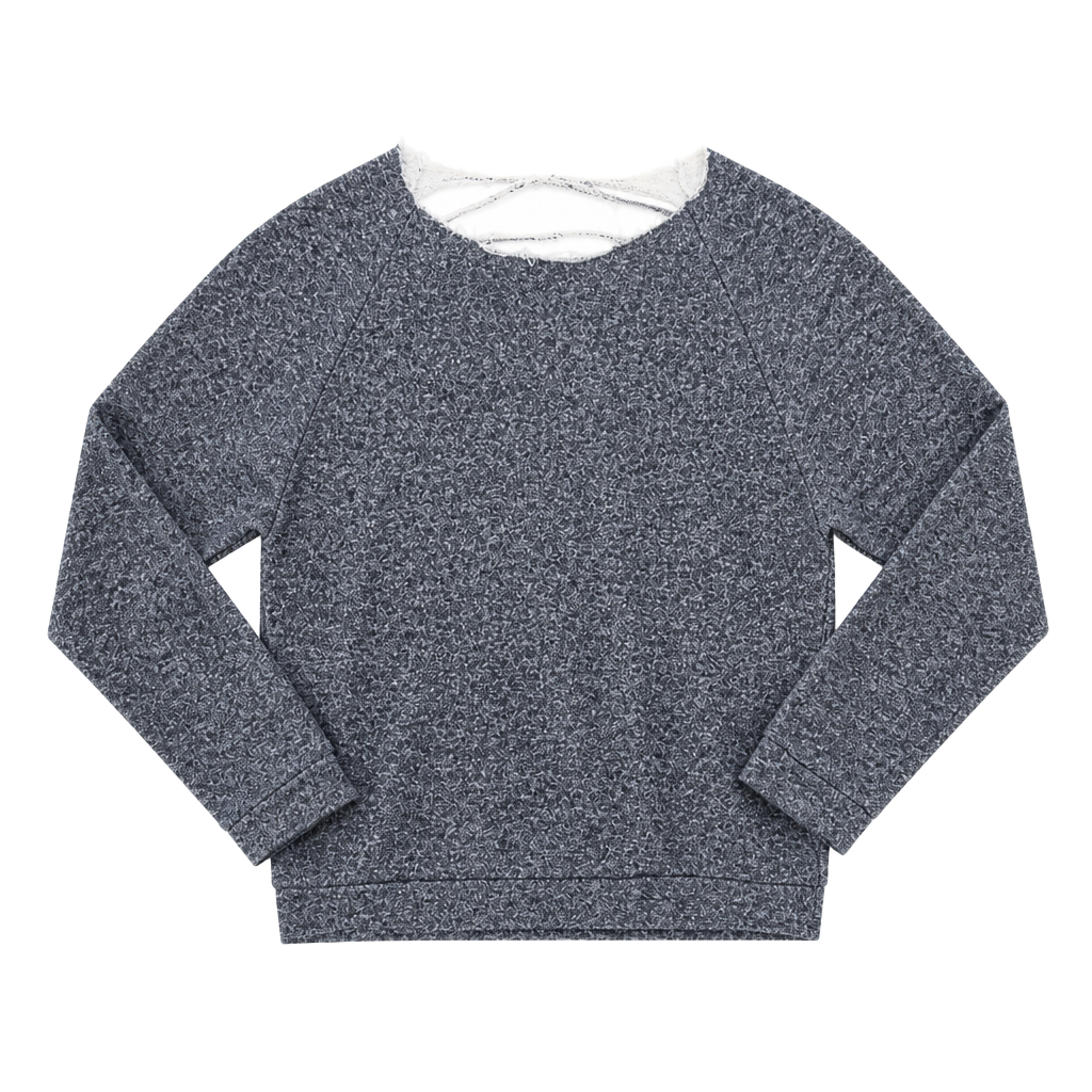 Charcoal Heather Distressed Cut-Out Back Long Sleeve Top 1
