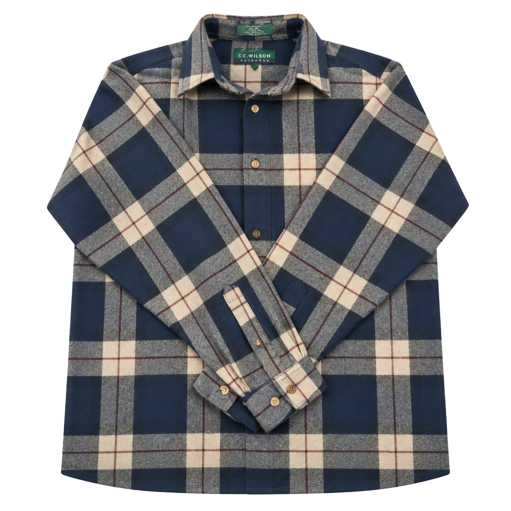 Claybrooke Outdoors Plaid Flannel Shirt Size L Blue Long Sleeve 1
