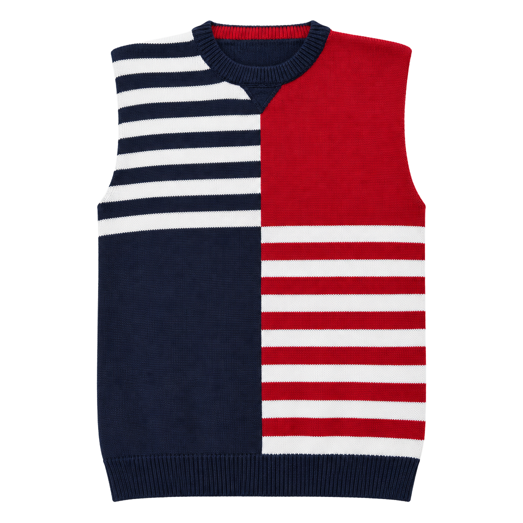 Cape Isle Knitters Sweater Size XL Mens Red White Blue Striped Colorblock 1