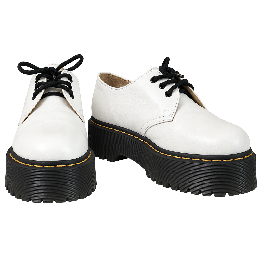 Dr. Martens 1461 Quad Platform Shoes White Leather 1
