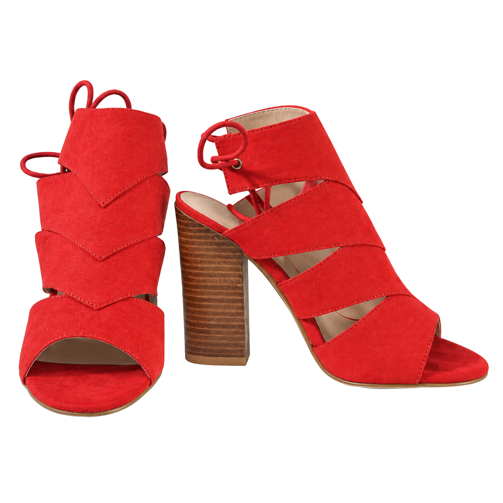 Call it spring Red Suede Sandals Block Heel Women's 1