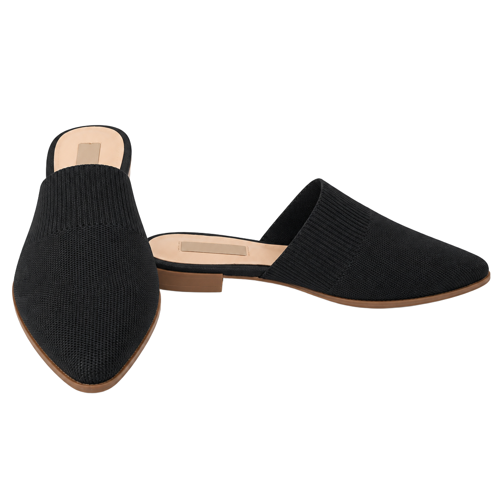 Steven New York Pointed Toe Mules Size 8.5 Black Knit Flats 1