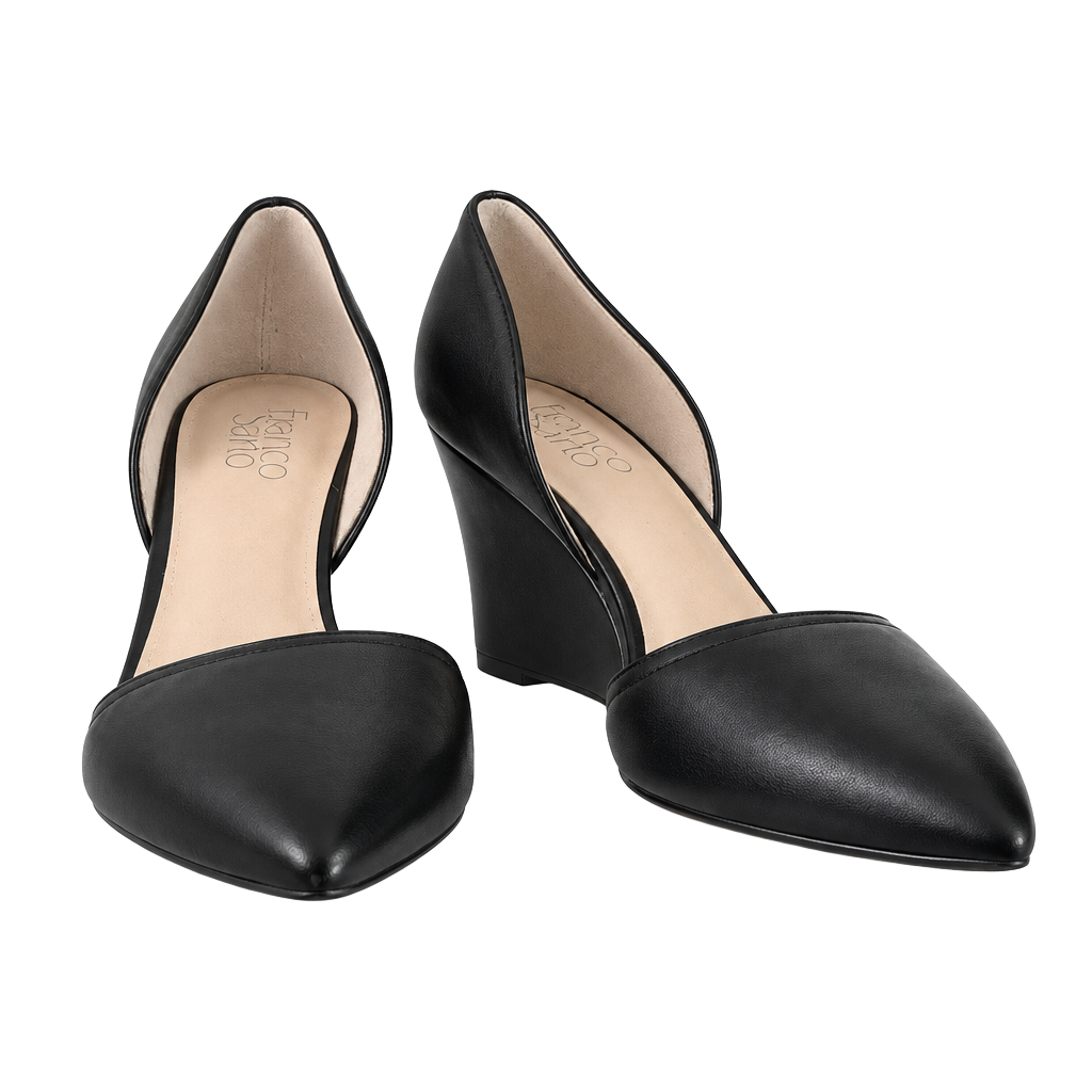 Franco Sarto Fenway Wedge Pump Black Leather D'Orsay size 8 1/2 M 1