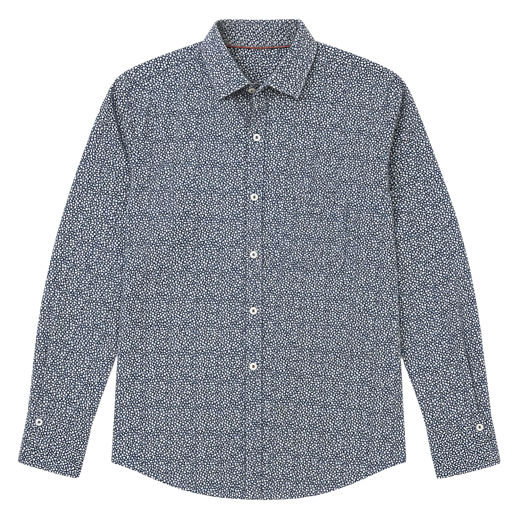 Men’s Benetton Slim Fit navy and white 100% cotton Shirt Size M 1
