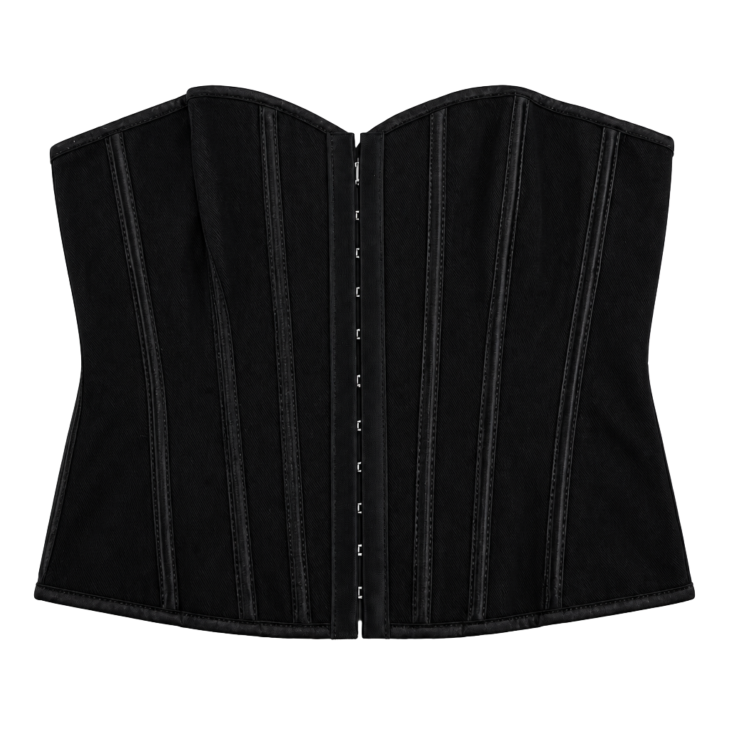 Black Lace-Up Boned Overbust Corset Top size M 1