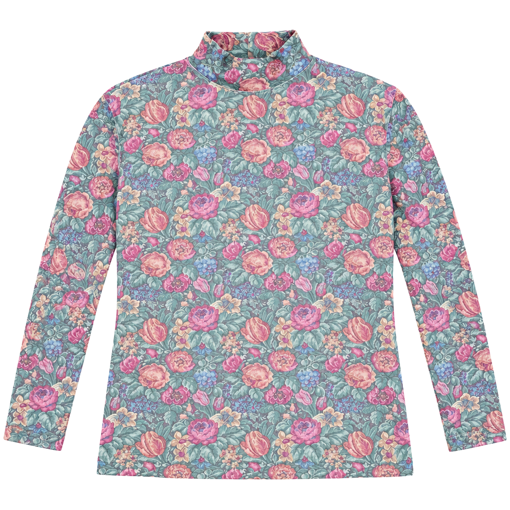 Vintage L.L. Bean Floral Turtleneck Size Large Cotton 1