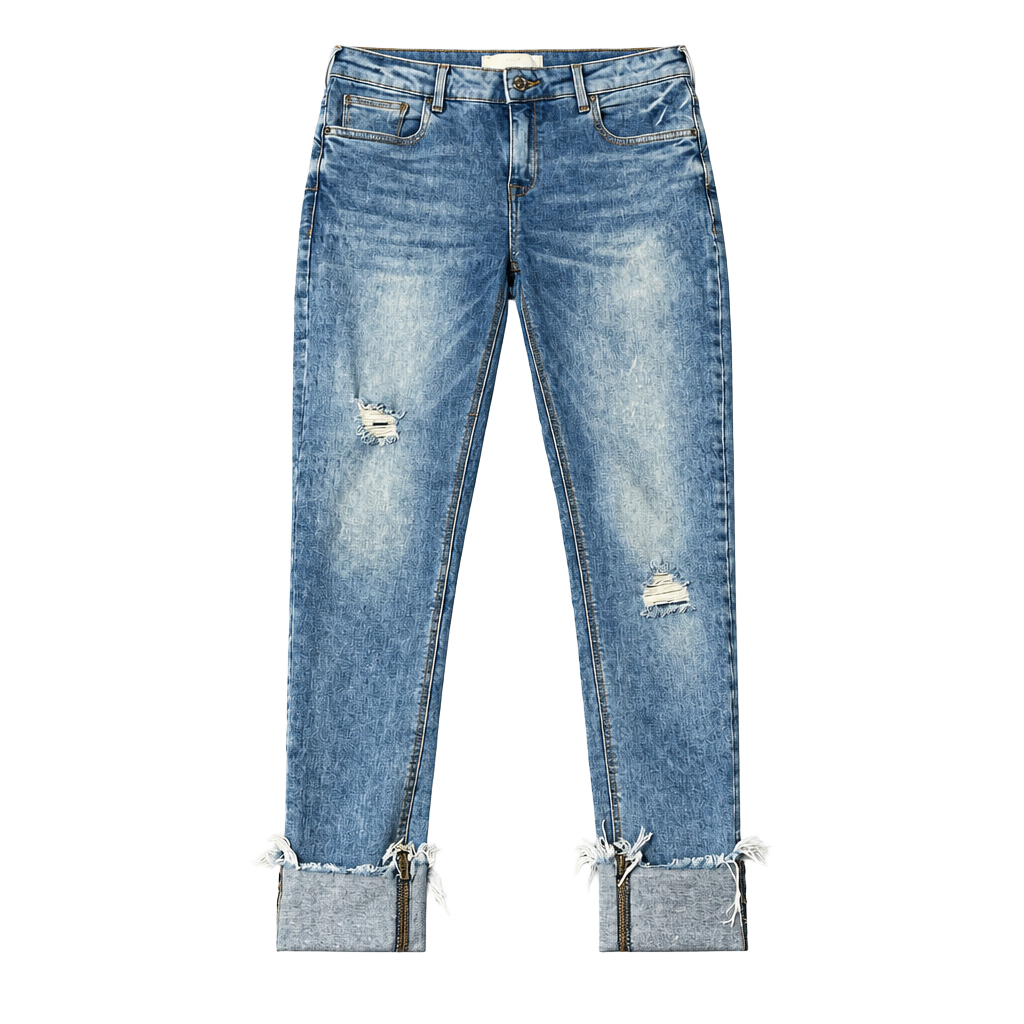 Mango Distressed Skinny Jeans Blue Denim 1