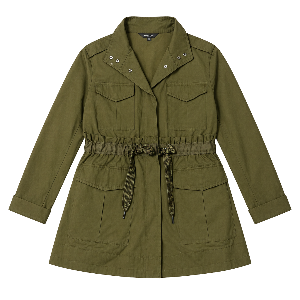 Simply Vera Vera Wang Utility Jacket Size L Olive Green Military Coat 1