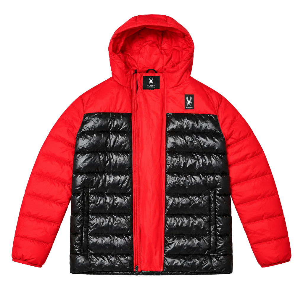 Spyder Circuit Puffer Jacket Size XL Red Black Color Block Insulated Coat 1