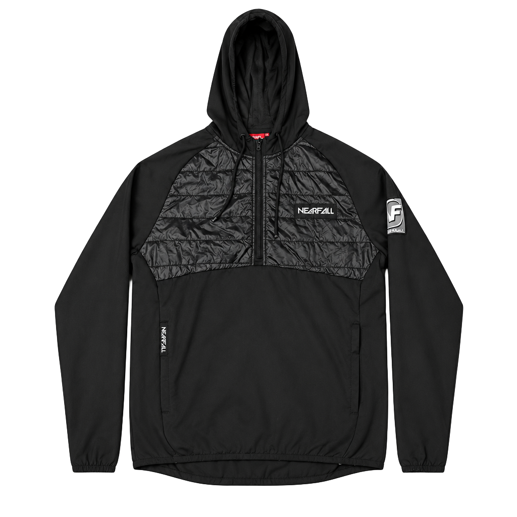 Nearfall Hoodie Size M Black Puffer Quilted 1/4 Zip Pullover 1