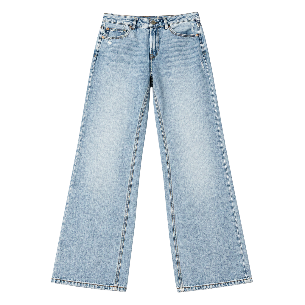 Stradivarius Wide Leg Jeans Size USA 06 Light Wash Distressed Denim 1