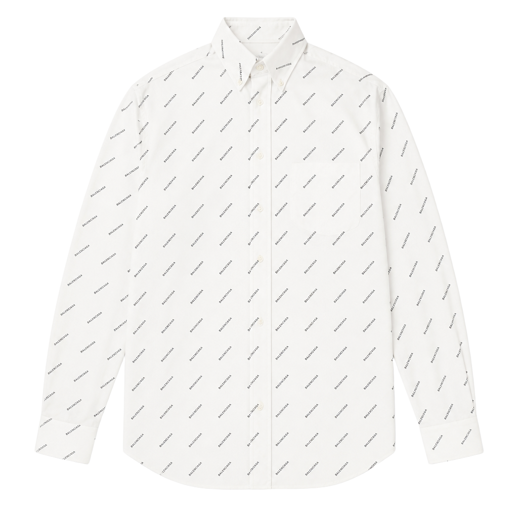 Balenciaga 534333 Tbl96 Full Logo Oversized Long Sleeve Shirt White 38 1