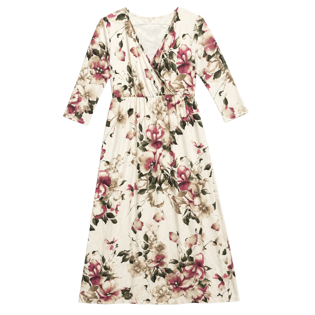 PinkBlush White Floral Wrap Maternity/Nursing Maxi Dress 1