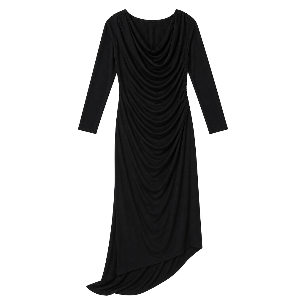 NWT Motherhood Maternity 2X Black Ruched Cowl Neck Maxi Dress 1