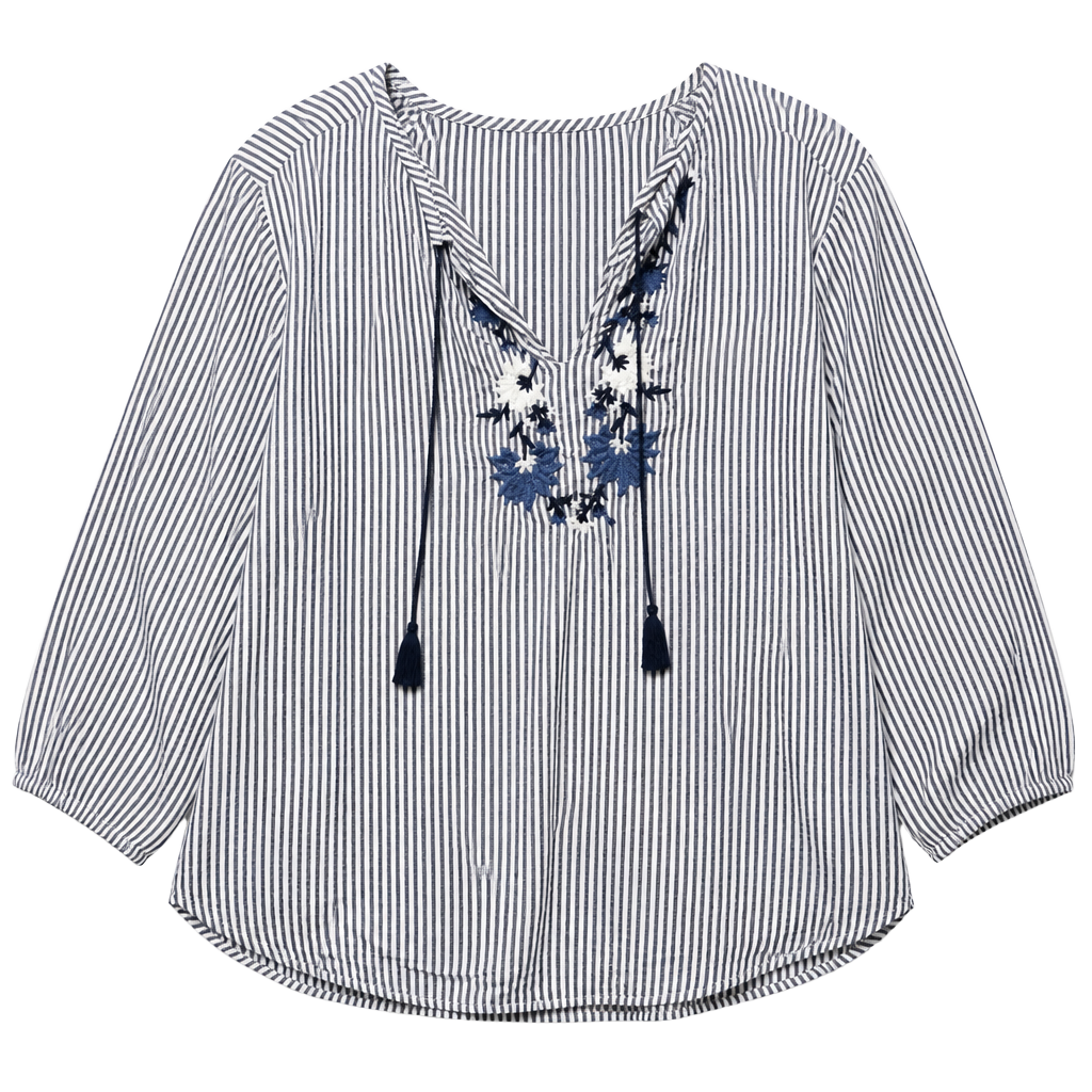 Old Navy The Tunic Shirt Striped Embroidered Top XXL 1