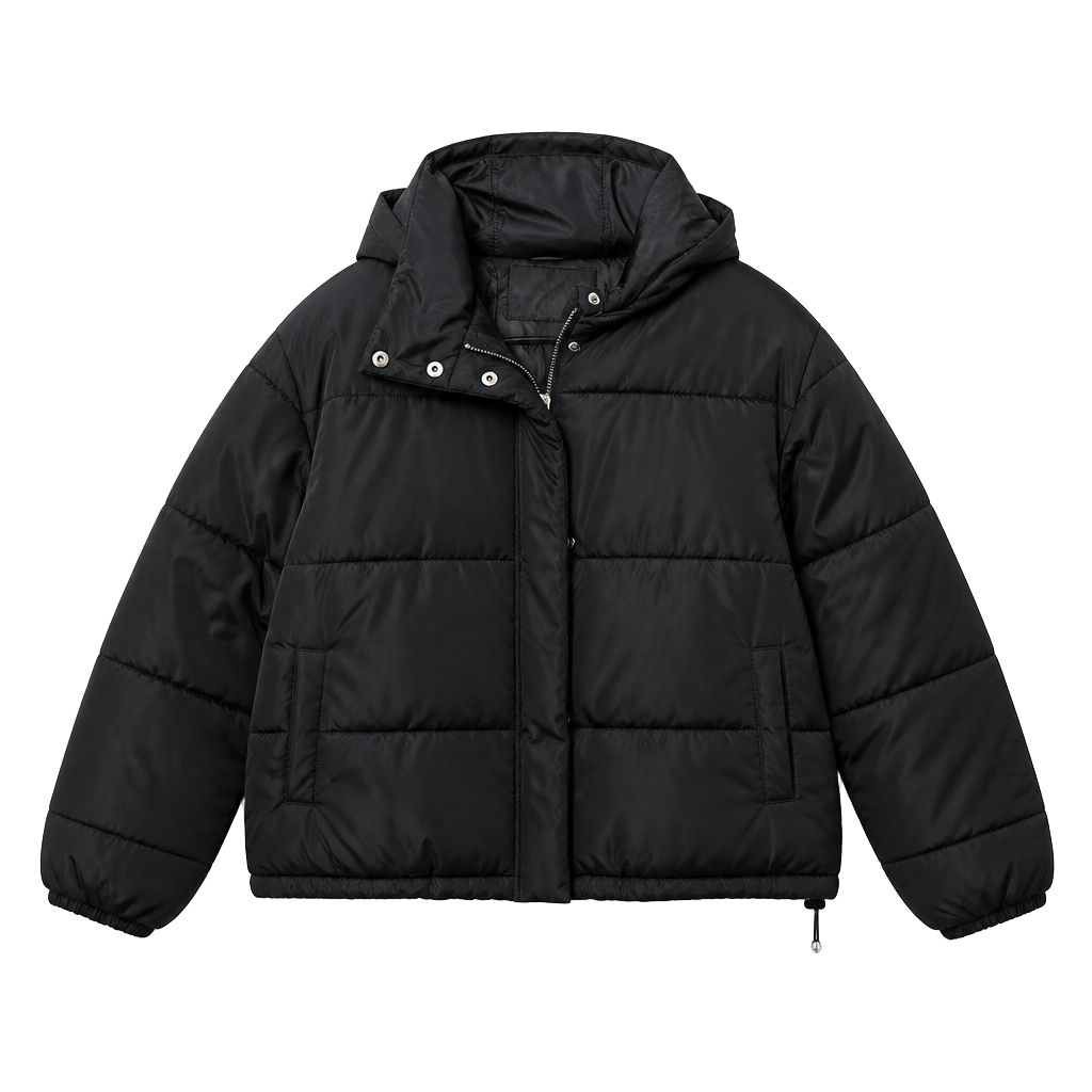 One After Another Nice Claup Black Hooded Puffer Jacket 1