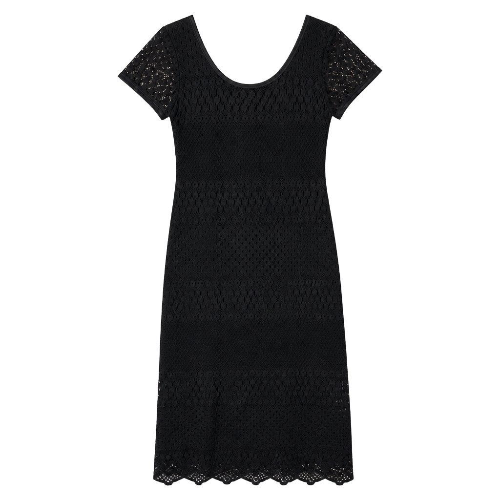 Vintage Superstition New York Black Pointelle Lace Maxi Dress Size 8 1