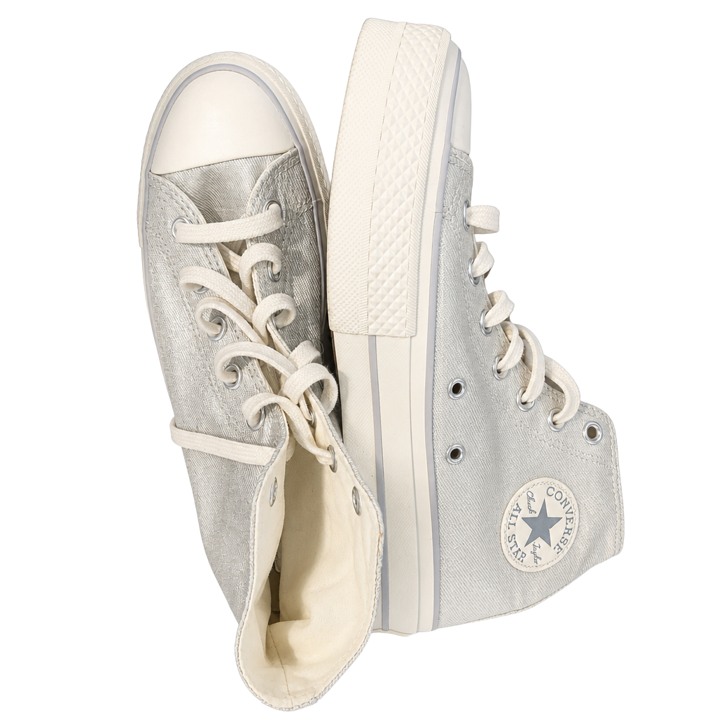 Converse Chuck Taylor All Star Platform High Top Silver Women's Size 8.5 1