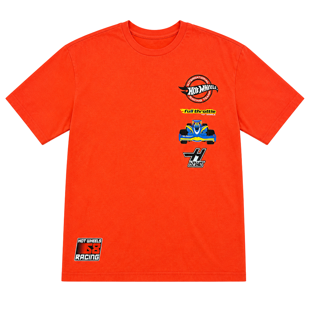 Hot Wheels Full Throttle Racing Graphic T-Shirt Kids Size 4 Orange 1
