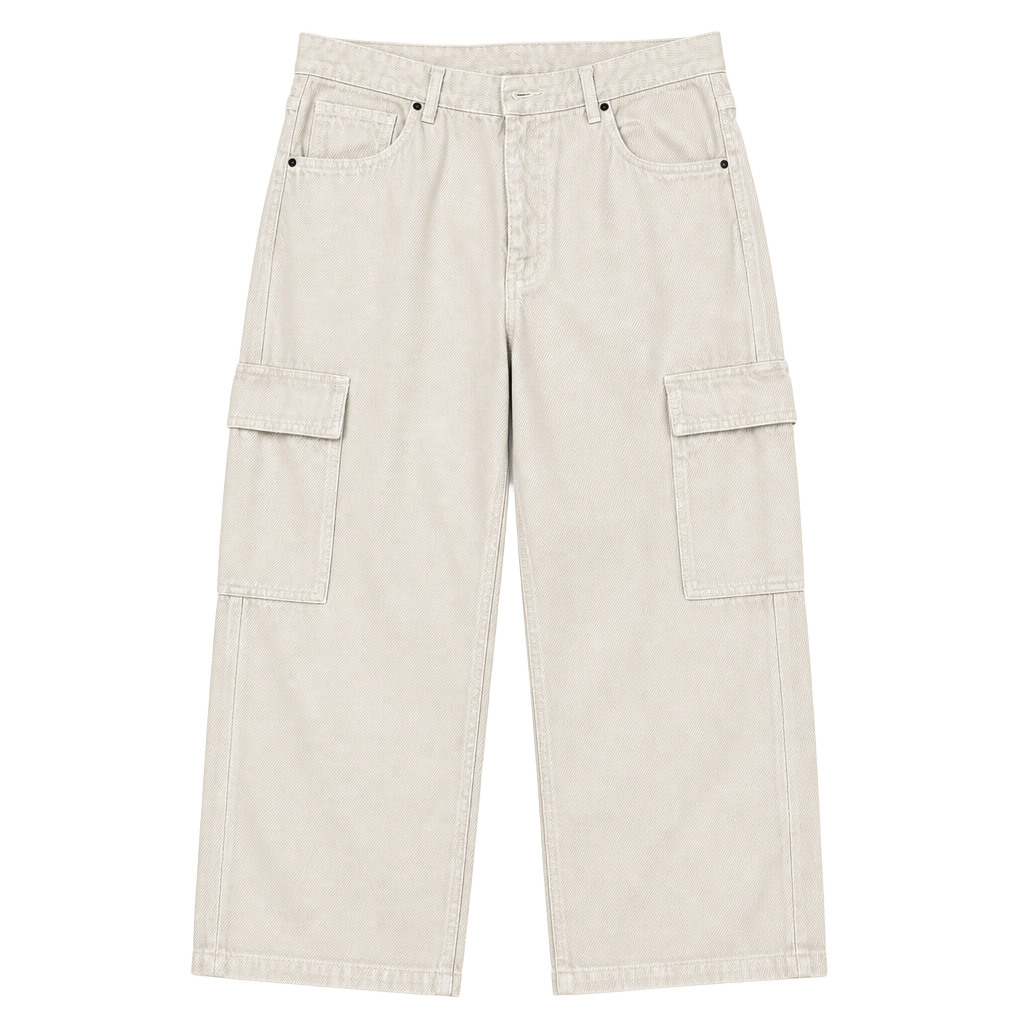 Cotton On Cargo Wide Leg Jean Off White 1