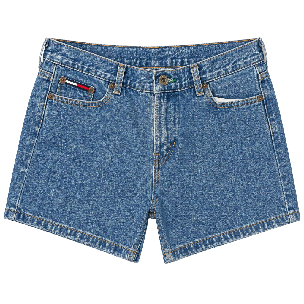 Vintage 90s Tommy Jeans High Waisted Denim Shorts with Flag Logo Patch 1
