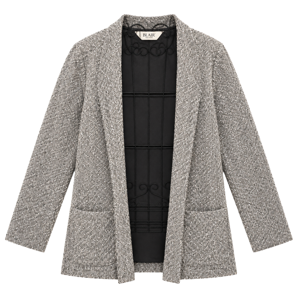 Blair Textured Blazer Size 10 Gray Open Front Jacket 1