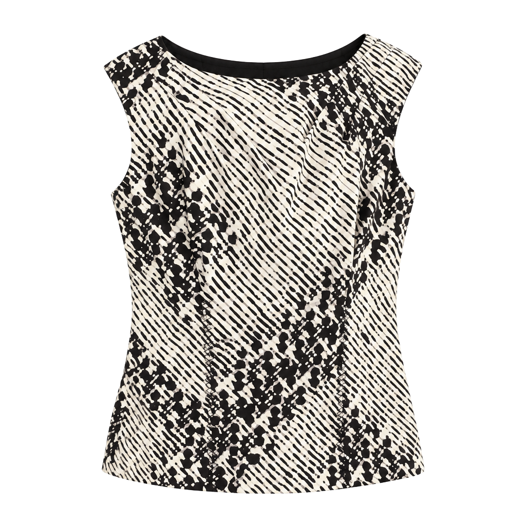 The Limited Snakeskin Print Sleeveless Top Size S Black White Cowl Neck Zip 1
