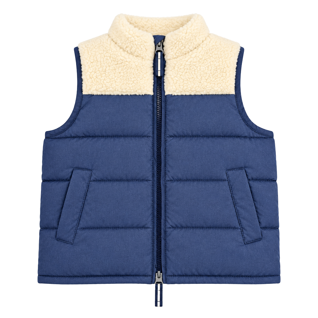 Cat & Jack Puffer Vest Size XS (4/5) Navy Blue Sherpa 1