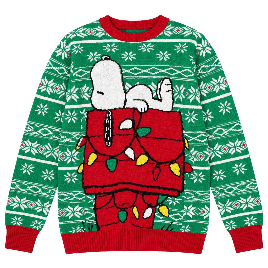 Peanuts Snoopy Christmas Sweater Size L/G (42-44) Green Red Ugly Sweater 1