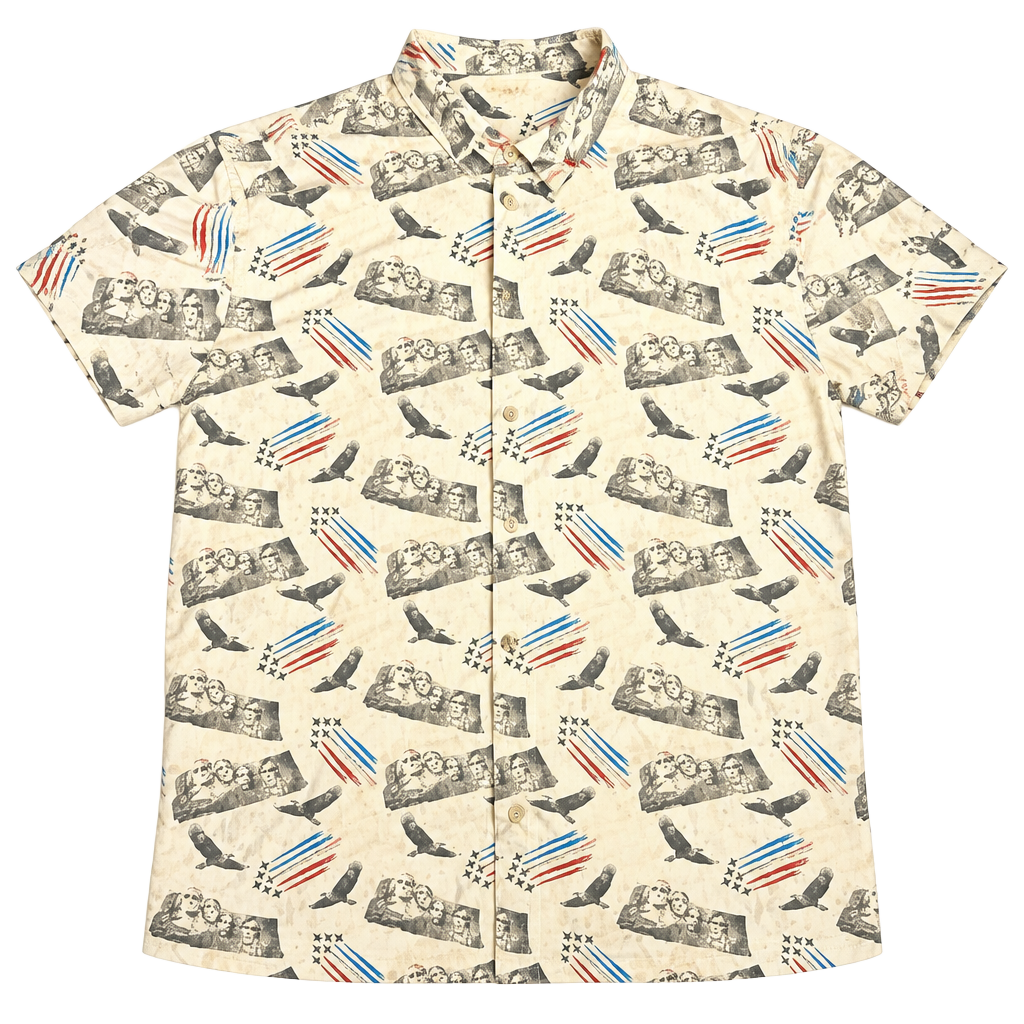 RedHead Short Sleeve Button Up Shirt Size 3XL Patriotic Print 1