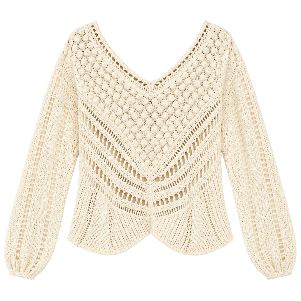 Free People Snowball Sweater Size S Ivory Wool Blend Open Knit A806 1