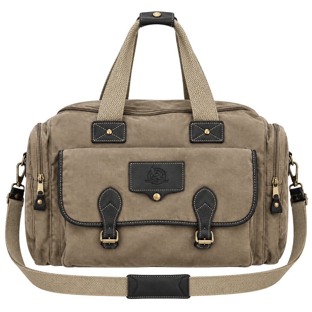 Eddie Bauer Ford Canvas Travel Duffle Bag Tan Brown 1