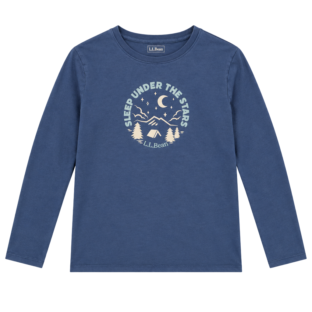 L.L. Bean Long Sleeve Graphic T-Shirt Size S PET Blue Sleep Under The Stars 1