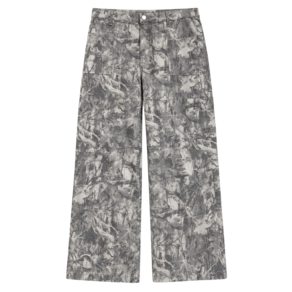 No Boundaries Cargo Pants Size M (8-10) Gray Realtree Camouflage Wide Leg 1