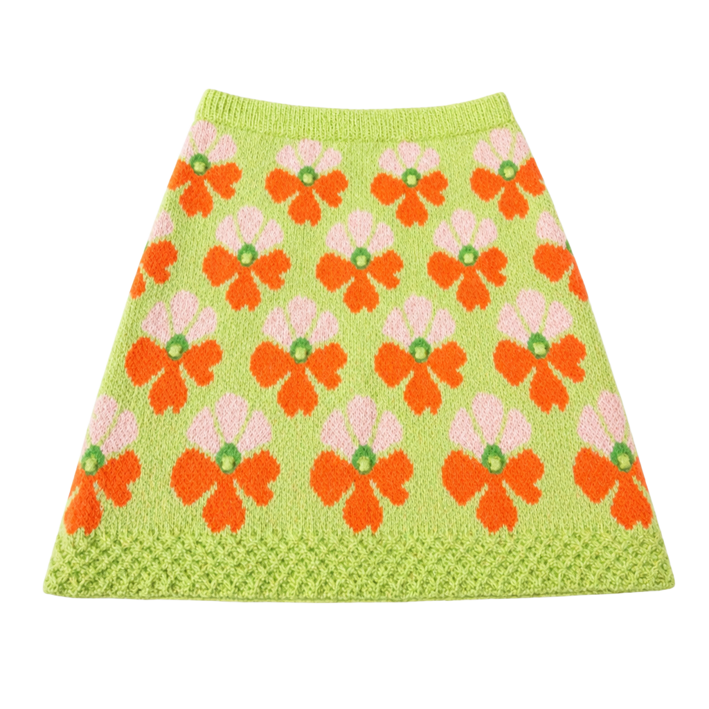 Zara Floral Jacquard Knit Mini Skirt with Textured Flowers 1