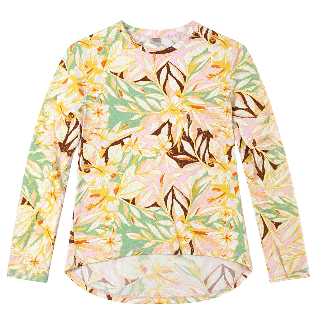 Roxy Women's Sea Skippin Long Sleeve Rashguard Tropical Floral Sun Shirt 1