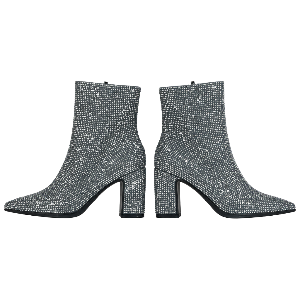 A New Day Cassidy Rhinestone Ankle Boots Size 8.5 Silver 1