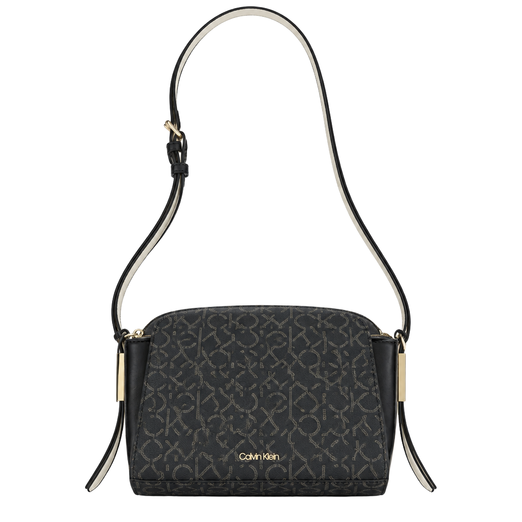 Calvin Klein Monogram Logo Crossbody Bag Brown Black 1