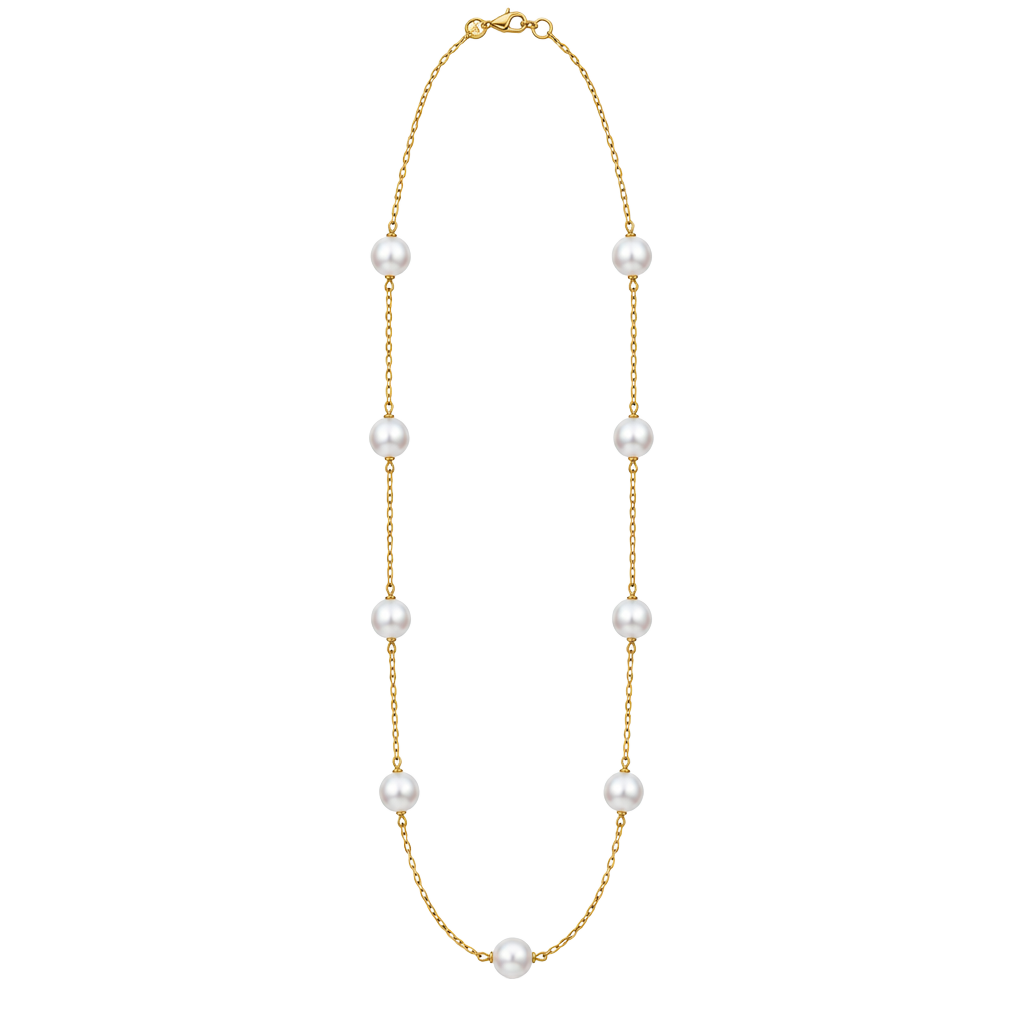 Premier Designs Gold Tone Faux Pearl Station Necklace 1