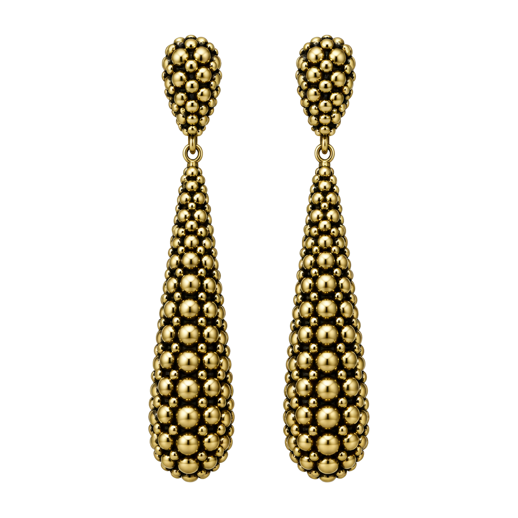 Liz Claiborne Gold Tone Textured Teardrop Dangle Earrings 1