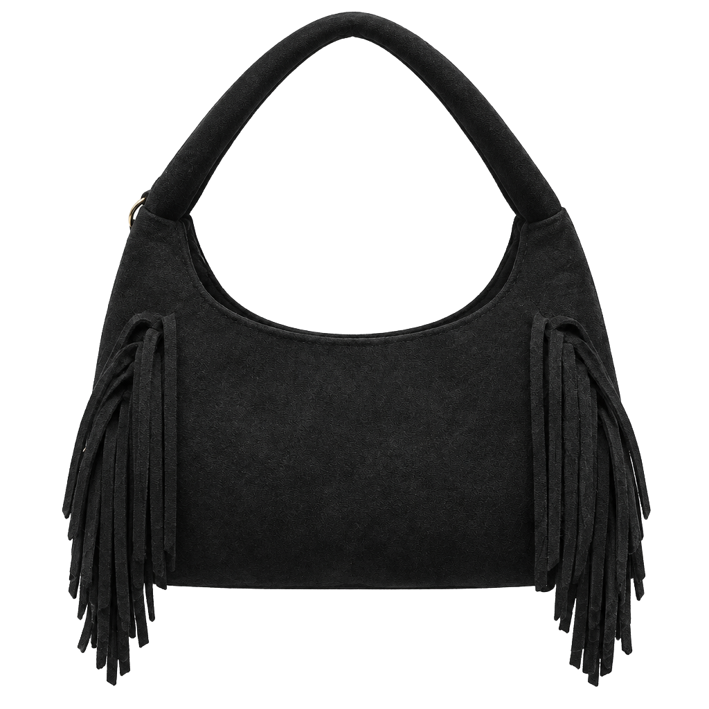 Universal Thread Black Suede Fringe Shoulder Bag 1
