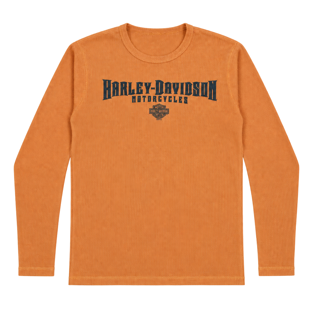Harley-Davidson Orange Long Sleeve Thermal Shirt 1