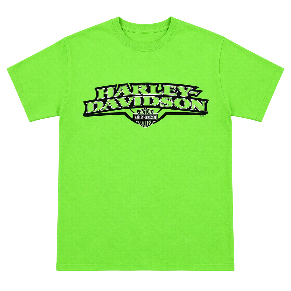 Neon Green Harley Davidson Shawano County T-Shirt 1
