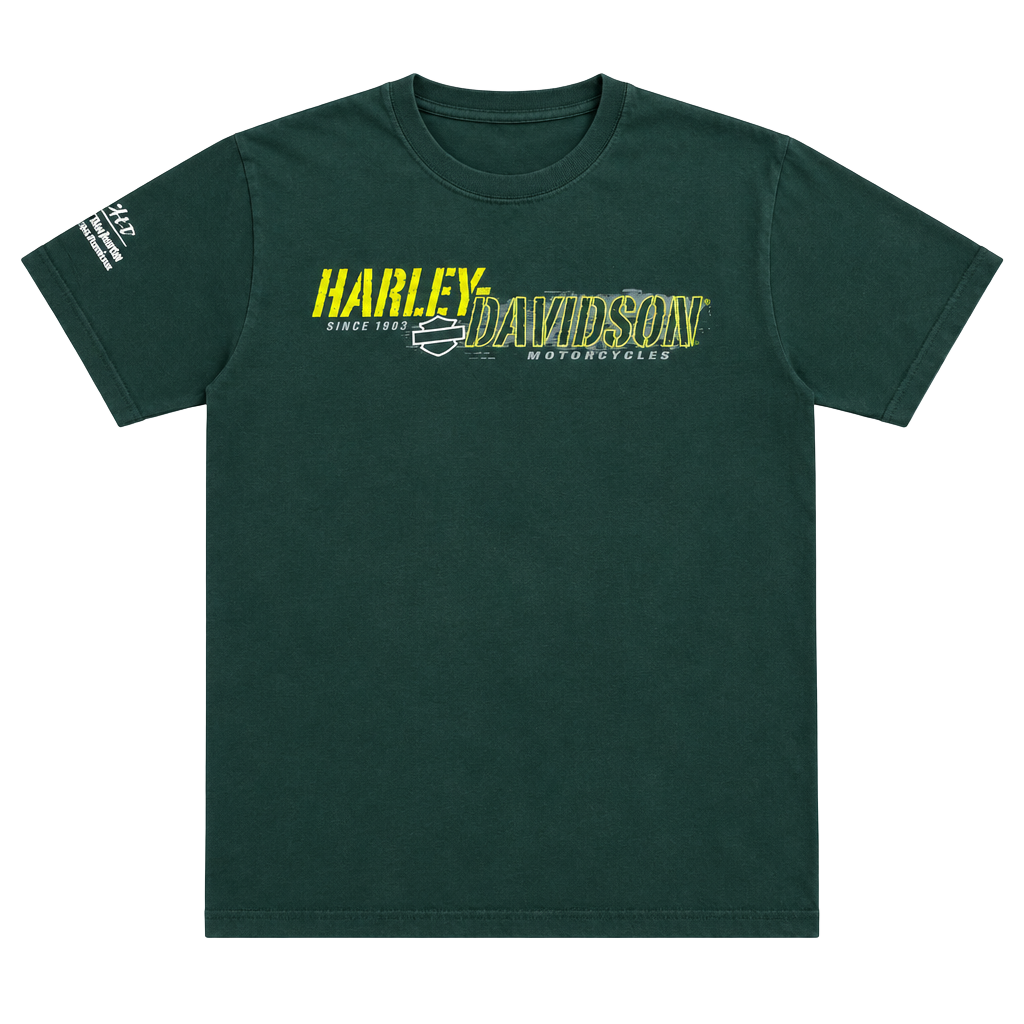Harley Davidson Green Neon Graphic T-Shirt 1