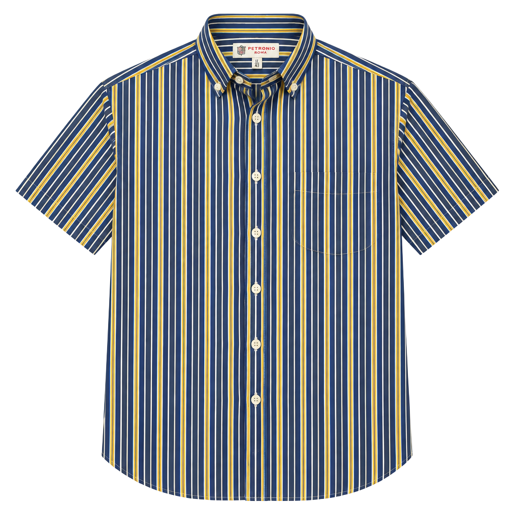 Petronio Roma Striped Short Sleeve Button-Down Shirt Size 17/43 1