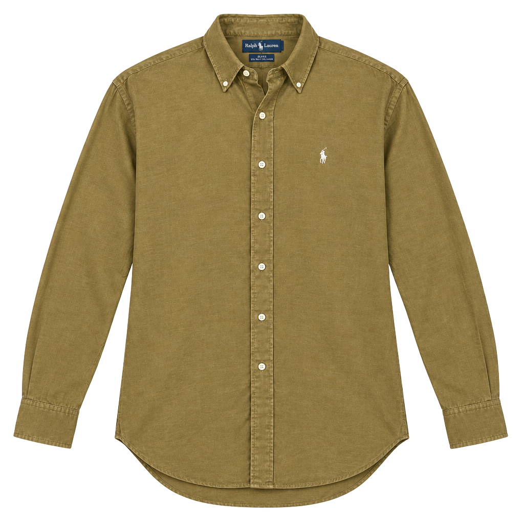 Ralph Lauren Blake Long Sleeve Silk Linen Shirt Size X-Large Tan 1