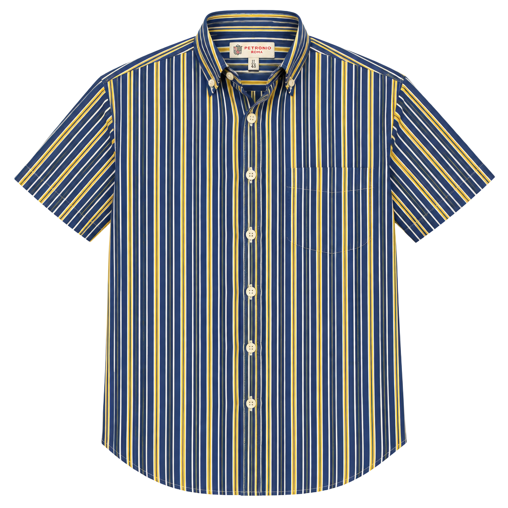 Petronio Roma Striped Short Sleeve Button-Down Shirt Size 17/43 1