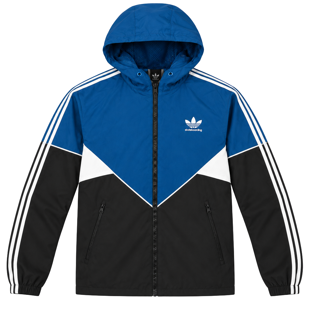 Adidas Skateboarding Windbreaker Jacket Size L Blue Black White 1